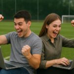 casal comemorando no Trader Esportivo