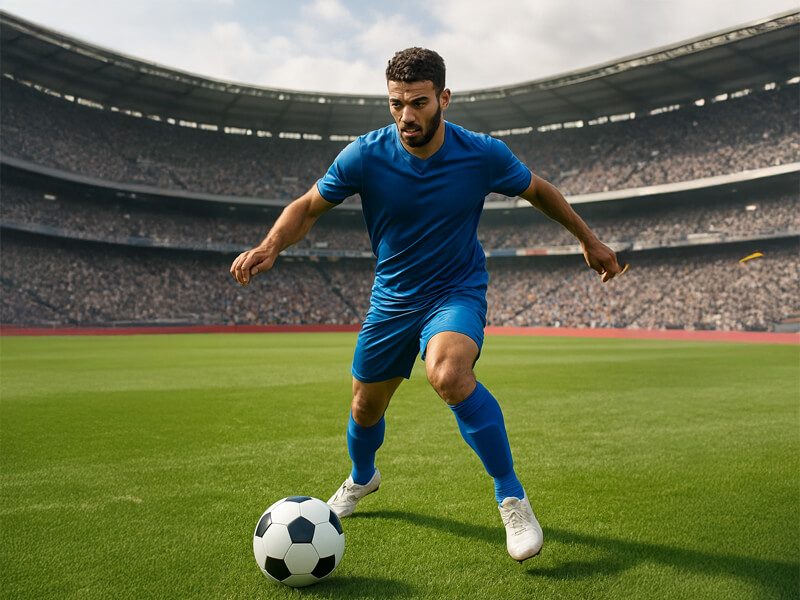 homem jogando futebol