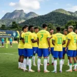 Jogadores da Seleção Brasileira reunidos em campo durante preparação para a Copa do Mundo de 2026