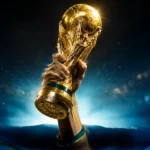 Taça do mundo levantando na final da copa