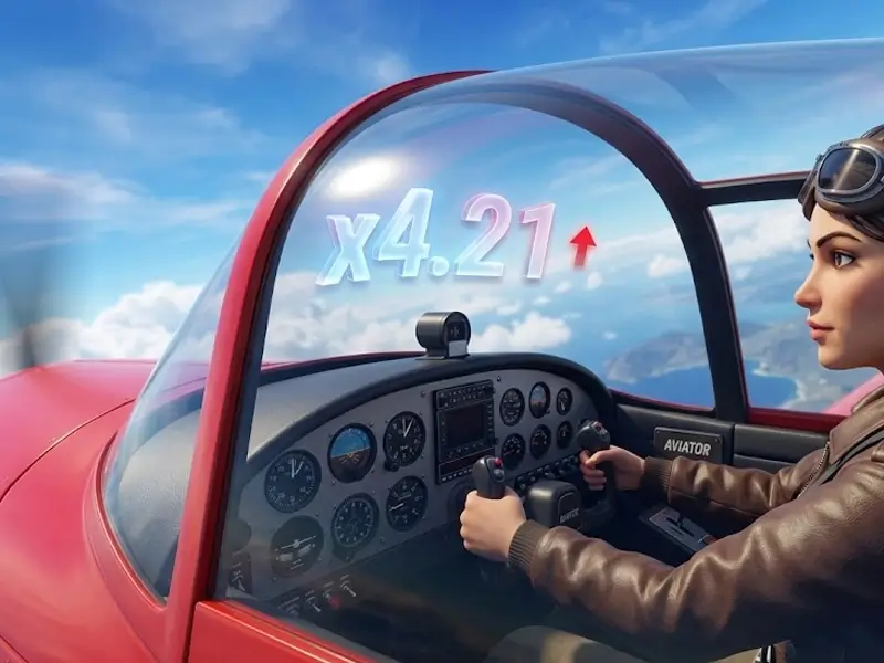 Mulher pilotando no aviator