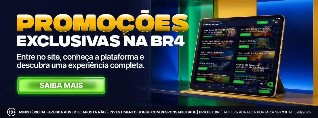 Área de promoções da BR4BET exibida em tablet